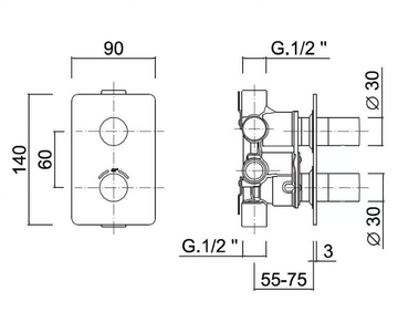 EGO - F8276 - Recessed thermostatic shower mixer with plate by Rubinetteria Giulini - view 3